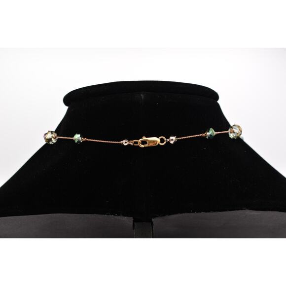 Vintage Crystal Collar Necklace Blue Faceted Wire Handcrafted Beaded Shiny Bin2C - Picture 6 of 12